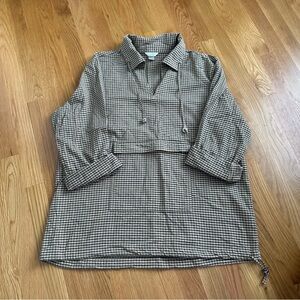 Christopher & Banks Brown Gingham Pullover Jacket Size L